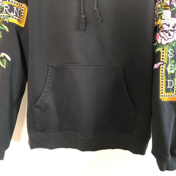 Born x Raised Black Embroidered Sleeves Hoodie Jacket Size Medium - Picture 3 of 7